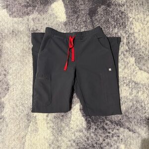 Figs Women’s Grey Scrub Pants with Red Drawstring